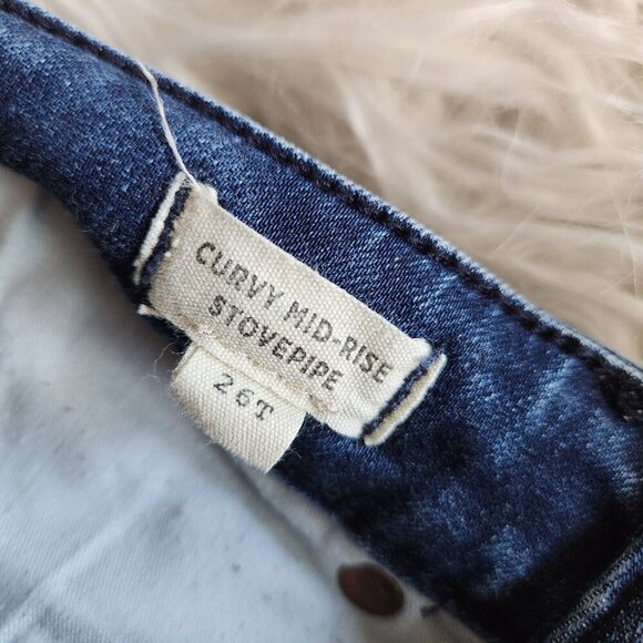 Madewell Curvy Stovepipe Jeans Womens 26T Blue‎ Straight Mid Rise Stretch 26x29" - Picture 5 of 12